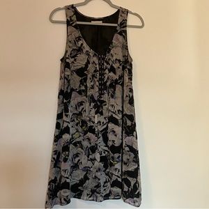 Hinge floral tunic sleeveless silk dress